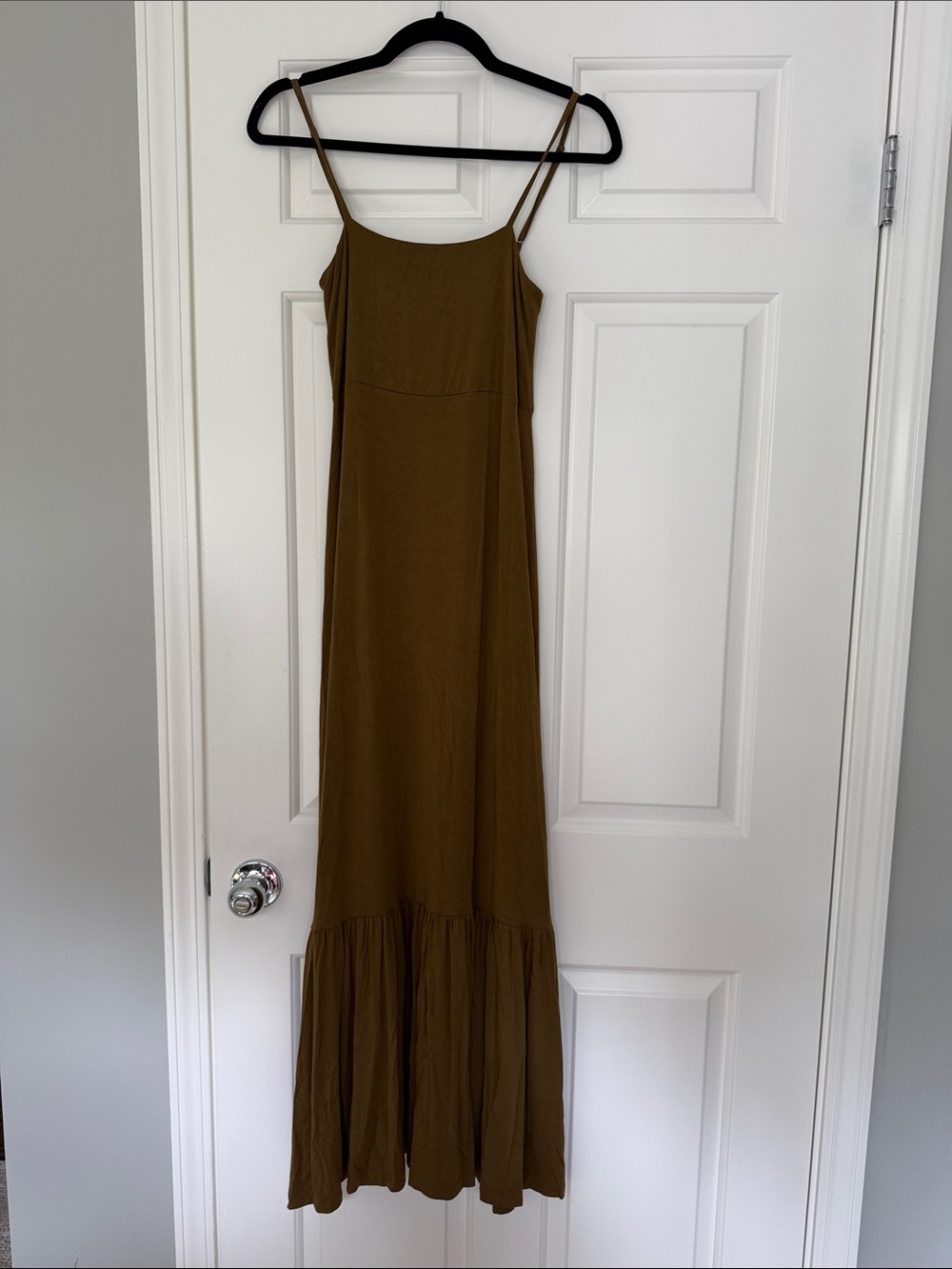 Banana Republic Olive Brown Spaghetti Strap Maxi Dress
